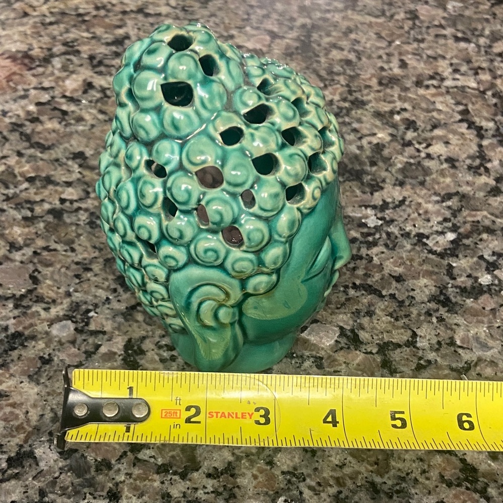 Green Buddha Head Ceramic potpourri holder home Decor - Picture 3 of 9